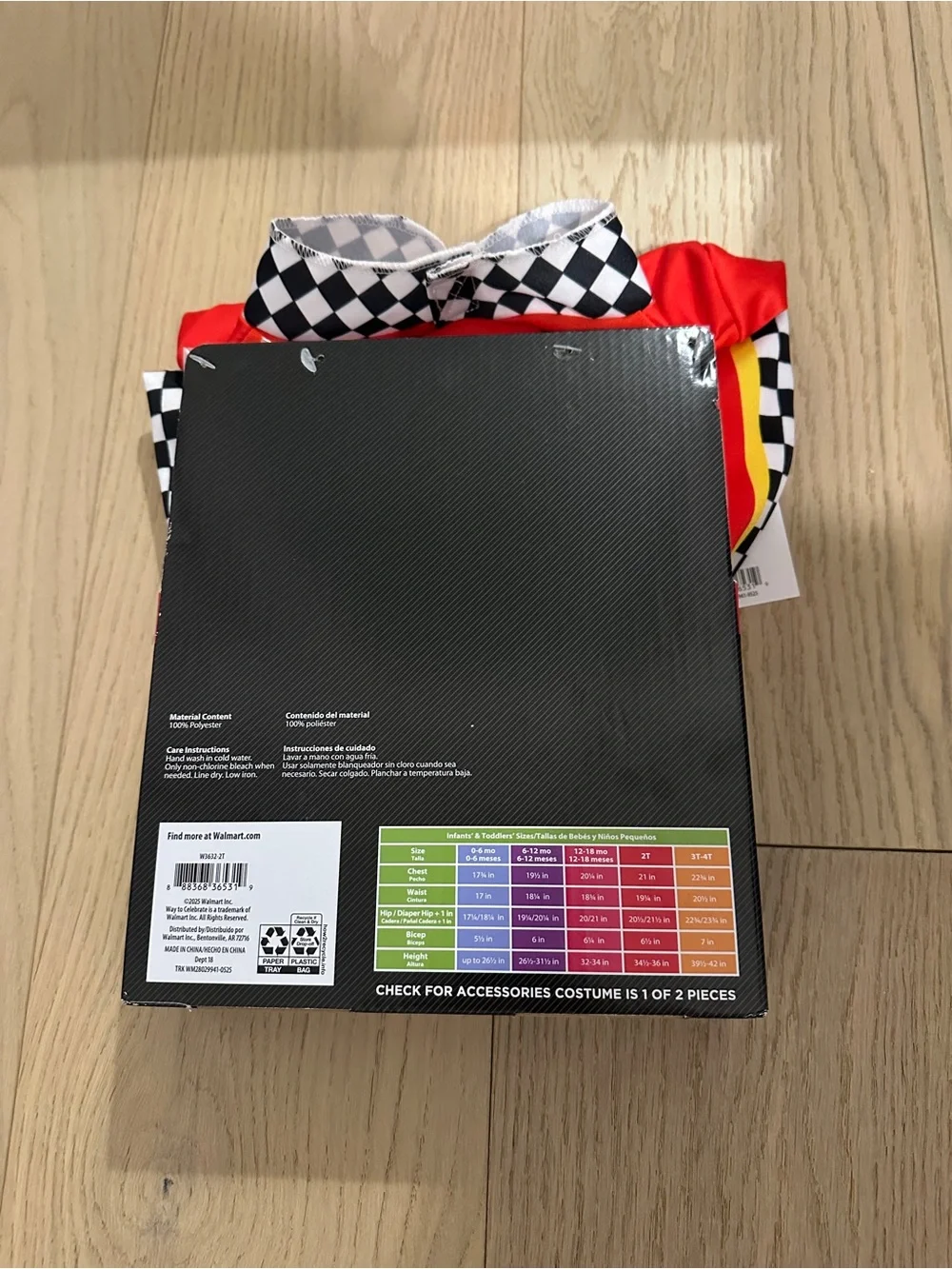Red Toddler 2 piece Racecar Driver Costume with Black-and-White Checkered Trim